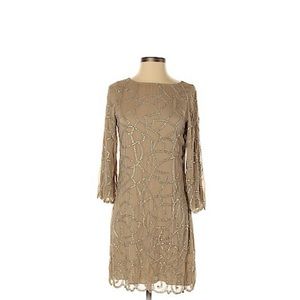 Alice + Olivia Gold Beaded Mini Dress